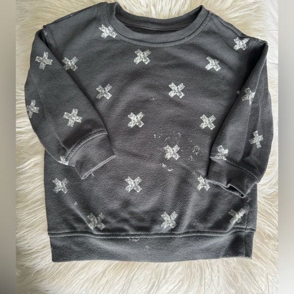 Toddler Swiss Cross Charcoal Crewneck - Picture 2 of 4